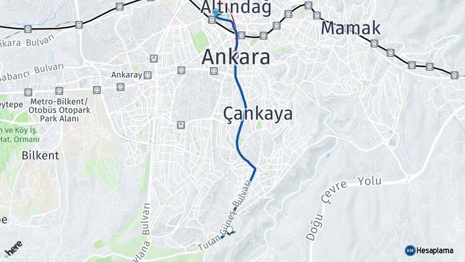 Ankara Tren Garı Aşağı Dikmen Arası Kaç Km - Yol Tarifi