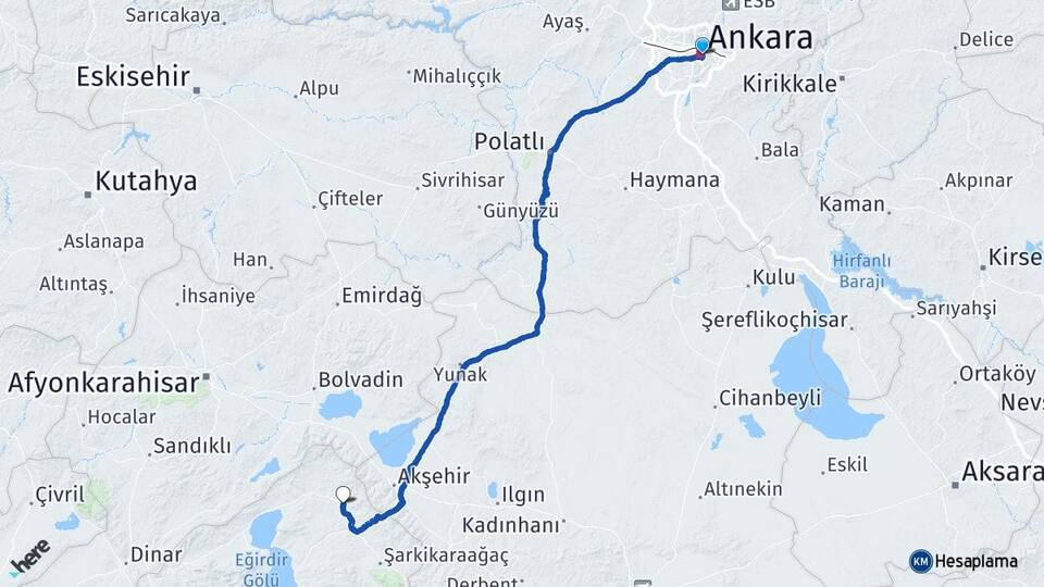 Ankara Yalvaç Isparta Arası Kaç Km - Yol Haritası