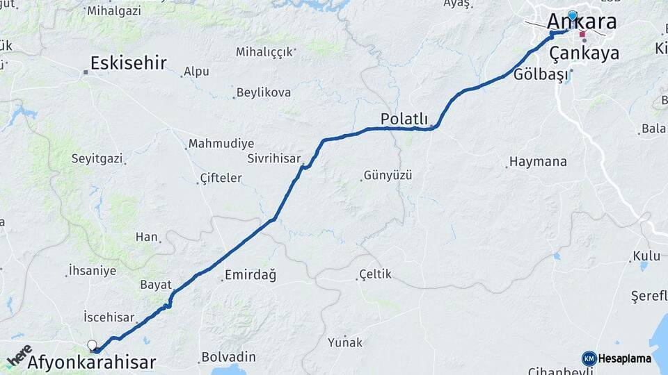 Yenimahalle Afyonkarahisar Arası Kaç Km - Yol Tarifi