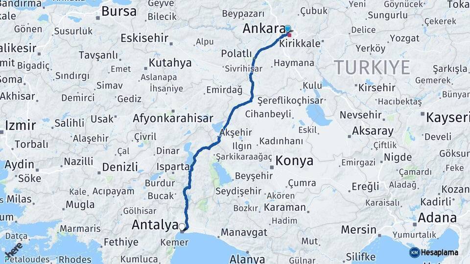 Yenimahalle Antalya Arası Kaç Km - Yol Tarifi