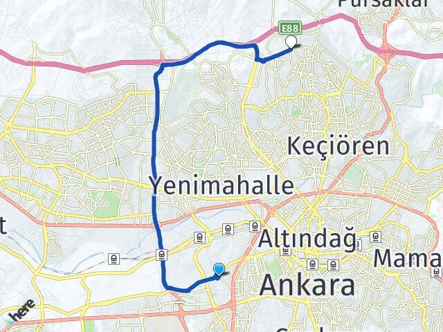 Ankara Yenimahalle Beştepe Ovacık Keçiören Arası Kaç Km - Yol Haritası