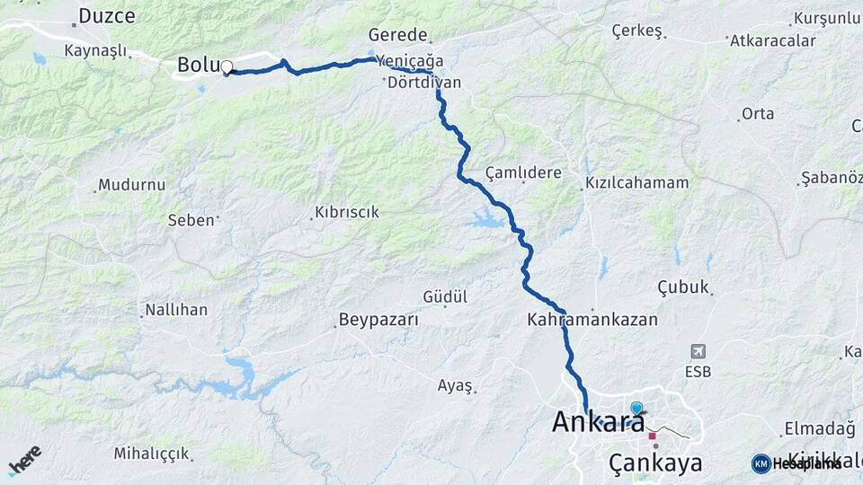 Yenimahalle Bolu Arası Kaç Km - Yol Tarifi