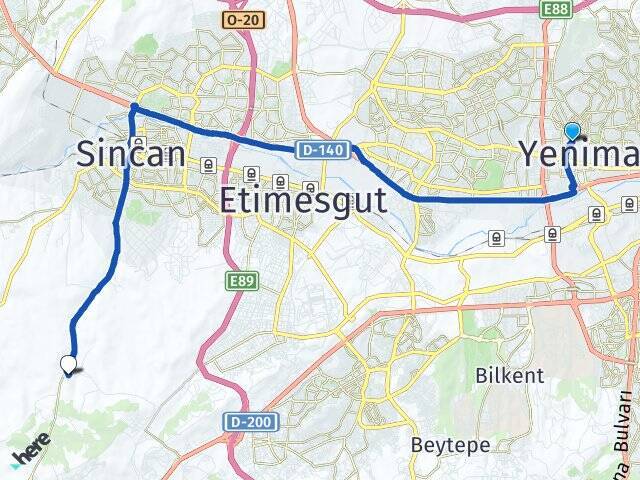 Demetevler Yenipeçenek Arası Kaç Km - Yol Tarifi