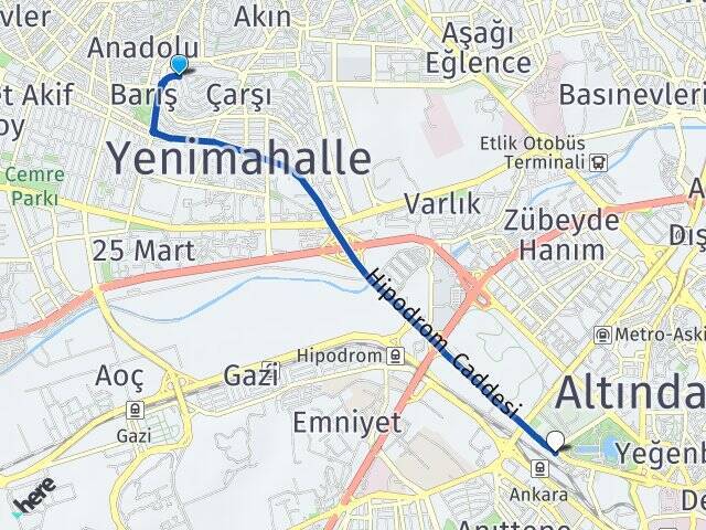 Esentepe Ankara Tren Garı Arası Kaç Km - Yol Tarifi