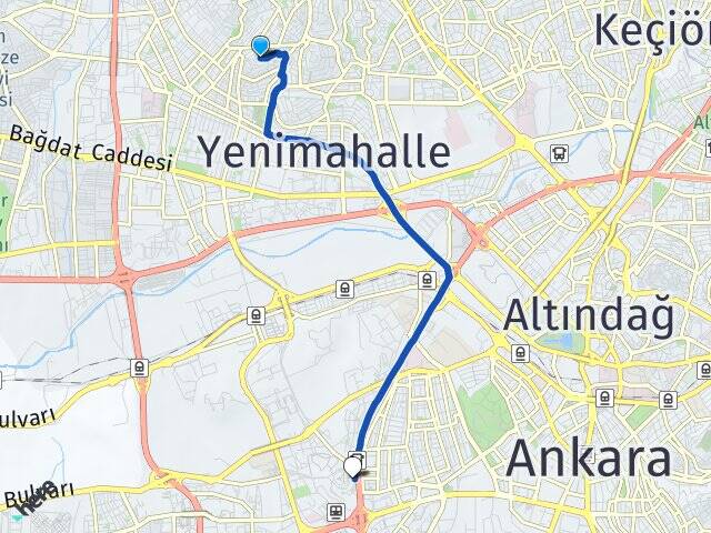 Ankara Yenimahalle Güzelyaka Ankara AŞTİ Otogarı Arası Kaç Km - Yol Haritası