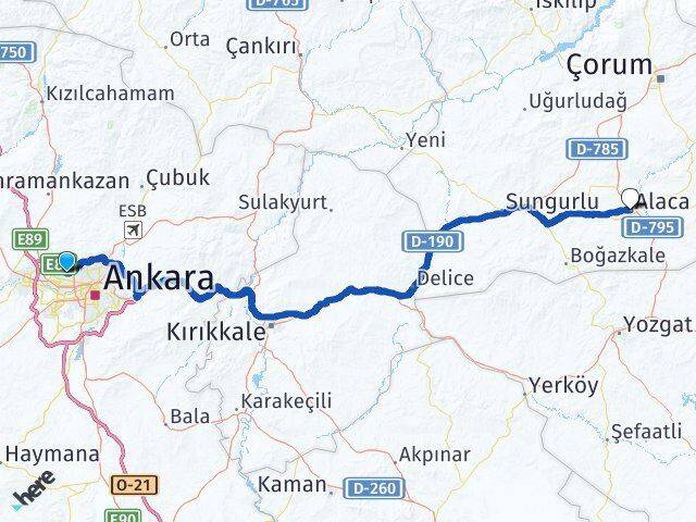 Ostim OSB Alaca Arası Kaç Km - Yol Tarifi