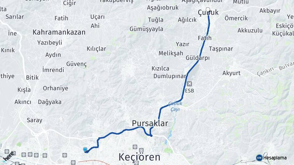Ostim OSB Çubuk Arası Kaç Km - Yol Tarifi