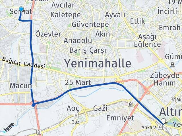 Serhat Ankara Tren Garı Arası Kaç Km - Yol Tarifi