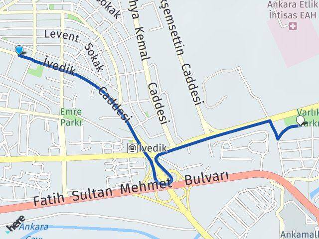 Ankara Yenimahalle Varlık Yenimahalle Arası Kaç Km - Yol Haritası