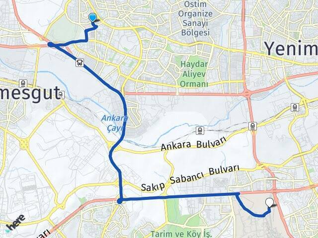 Yeni Batı Orta Doğu Teknik Üniversitesi (ODTÜ) Arası Kaç Km - Yol Tarifi
