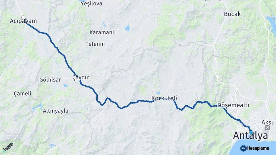 Antalya Acıpayam Denizli Arası Kaç Km - Yol Haritası