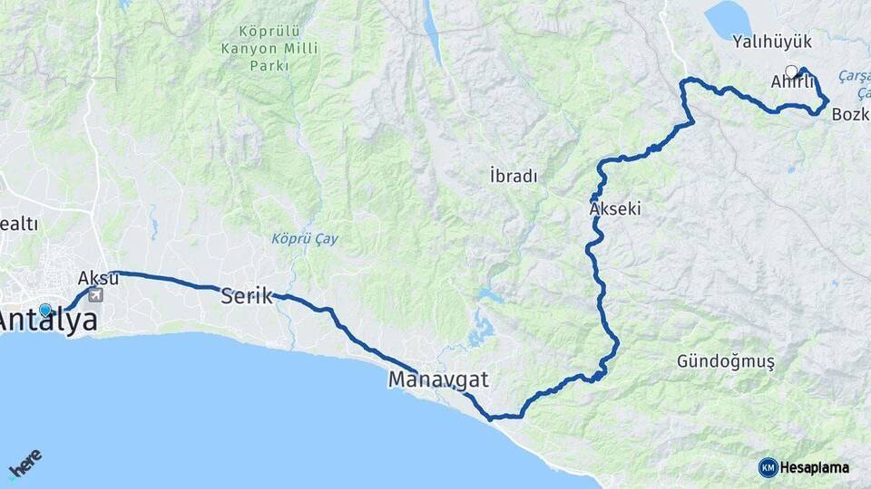 Antalya Ahırlı Arası Kaç Km - Yol Tarifi