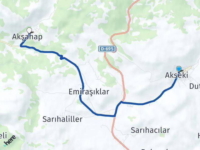 Antalya Akseki Akşahap Akseki Arası Kaç Km - Yol Haritası