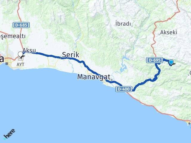 Çaltılıçukur Antalya Havalimanı Arası Kaç Km - Yol Tarifi