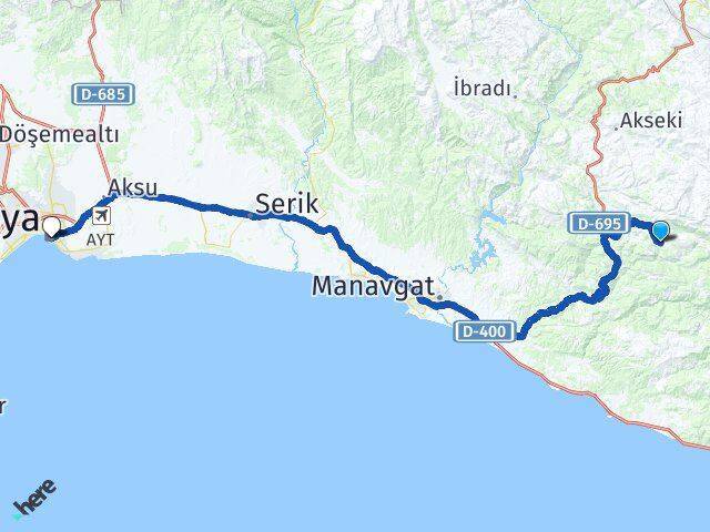 Çaltılıçukur Antalya Arası Kaç Km - Yol Tarifi
