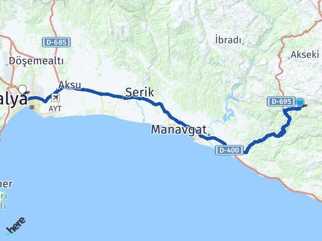 Çukurköy Antalya Otogarı Arası Kaç Km - Yol Tarifi