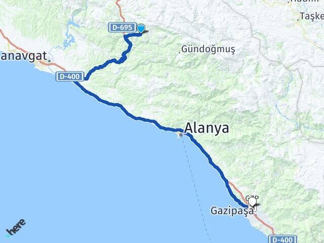Çukurköy Gazipaşa Alanya Havalimanı Arası Kaç Km - Yol Tarifi