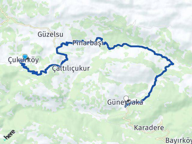 Çukurköy Güneyyaka Arası Kaç Km - Yol Tarifi