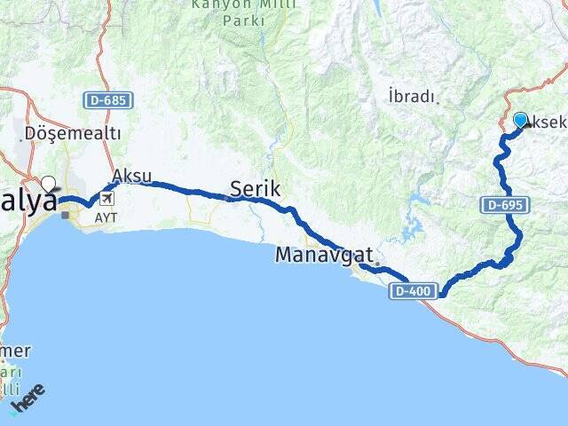 Demirciler Antalya Otogarı Arası Kaç Km - Yol Tarifi