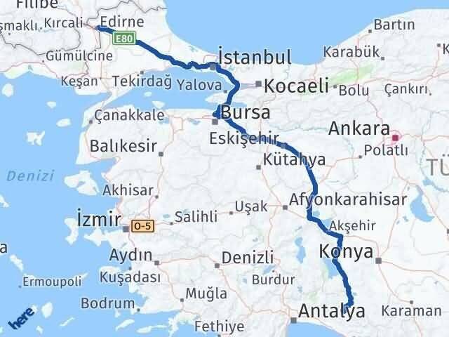 Akseki Edirne Arası Kaç Km - Yol Tarifi