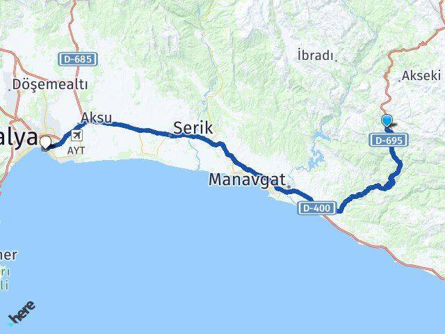 Erenyaka Antalya Arası Kaç Km - Yol Tarifi