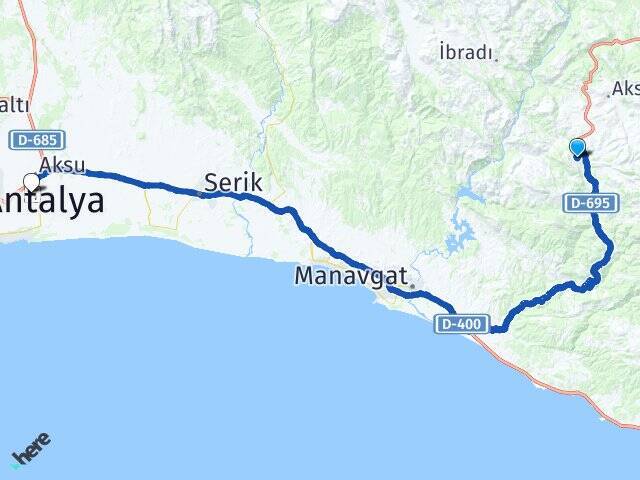 Geriş Antalya Havalimanı Arası Kaç Km - Yol Tarifi