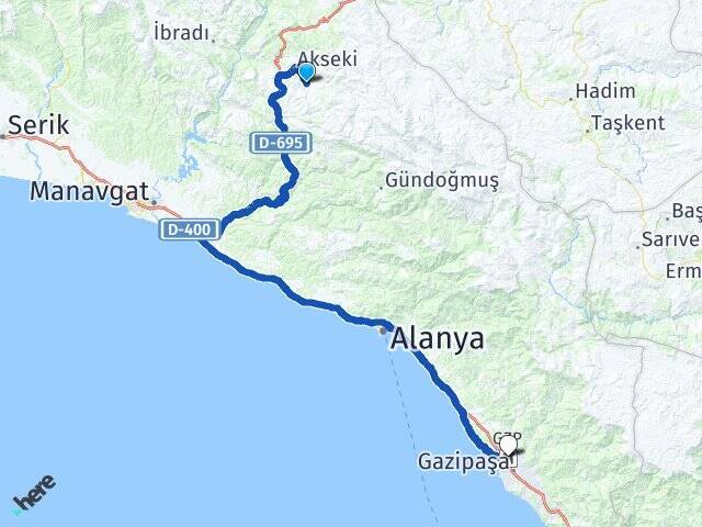 Hüsamettinköy Gazipaşa Alanya Havalimanı Arası Kaç Km - Yol Tarifi