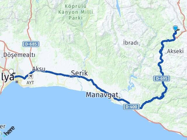 Karakışla Antalya Otogarı Arası Kaç Km - Yol Tarifi