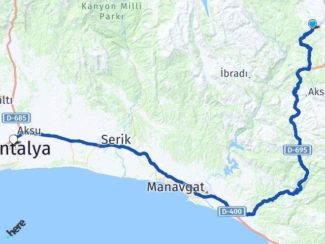 Susuzşahap Antalya Havalimanı Arası Kaç Km - Yol Tarifi