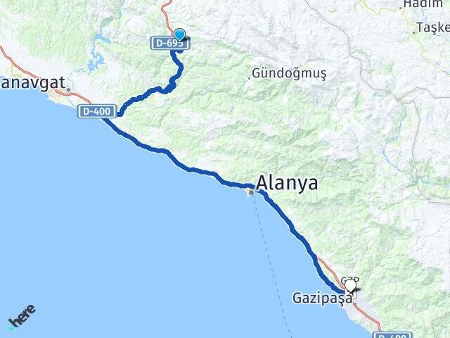 Taşlıca Gazipaşa Alanya Havalimanı Arası Kaç Km - Yol Tarifi