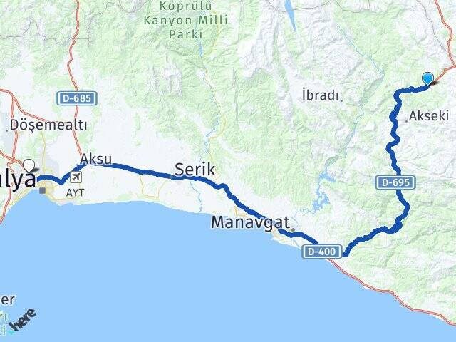 Yarpuz Antalya Otogarı Arası Kaç Km - Yol Tarifi