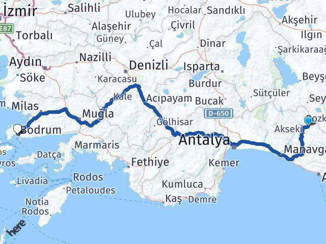 Yarpuz Bodrum Arası Kaç Km - Yol Tarifi