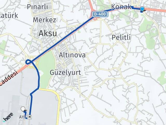 Çalkaya Antalya Havalimanı Arası Kaç Km - Yol Tarifi