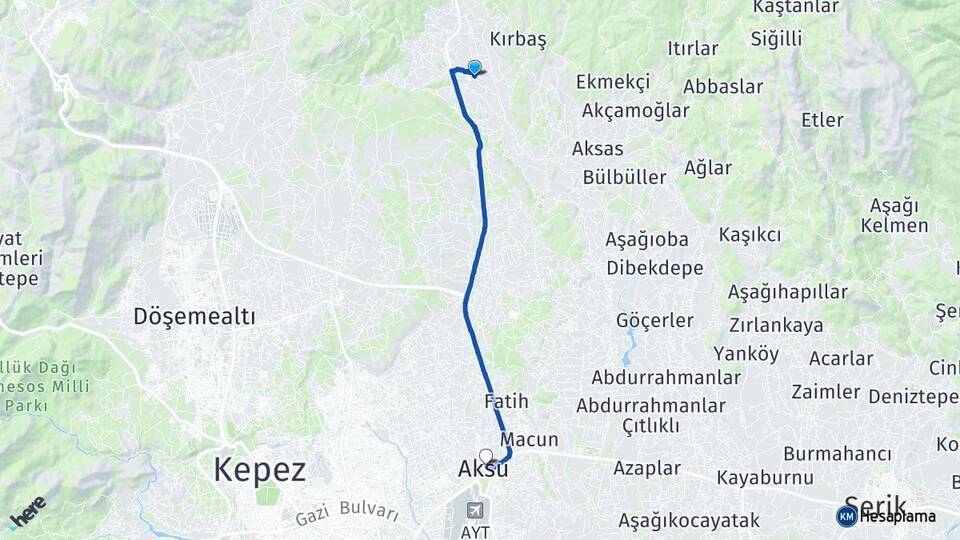 Hacıaliler Aksu Arası Kaç Km - Yol Tarifi