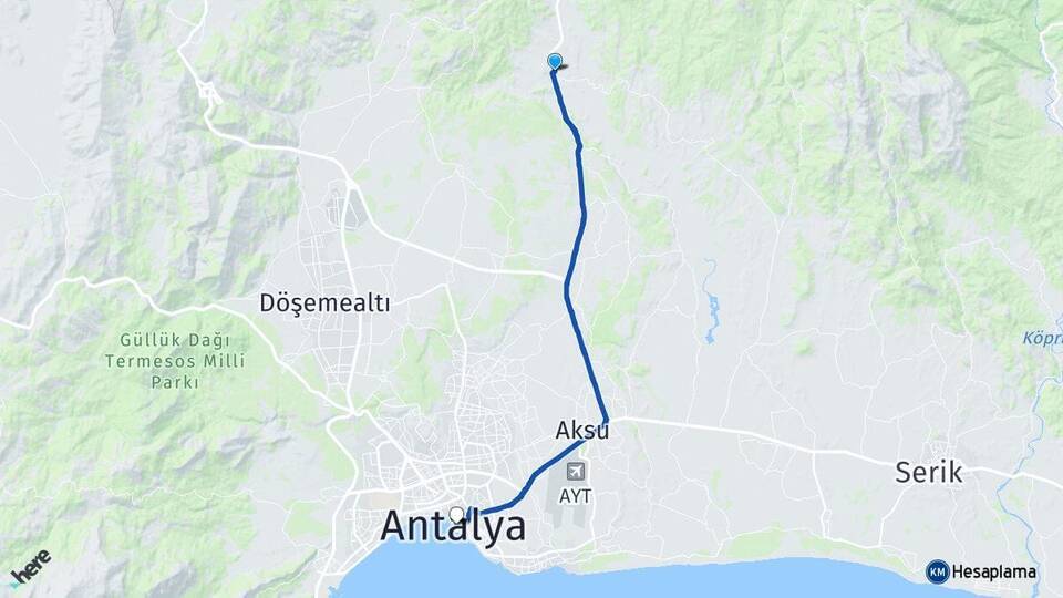 Karaöz Antalya Arası Kaç Km - Yol Tarifi