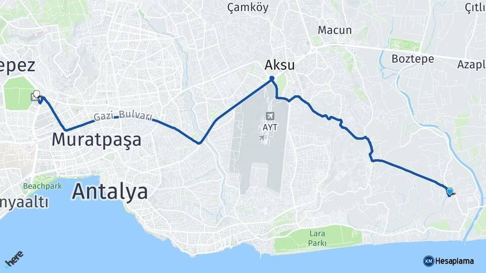 Kundu Antalya Otogarı Arası Kaç Km - Yol Tarifi