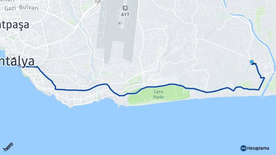 Antalya Aksu Kundu Arası Kaç Km - Yol Haritası