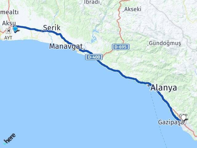 Mandırlar Gazipaşa Alanya Havalimanı Arası Kaç Km - Yol Tarifi