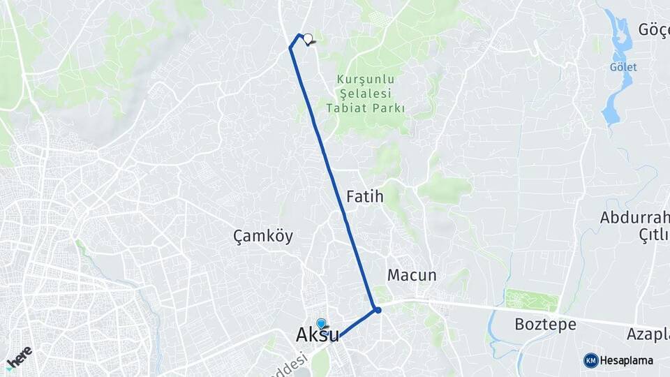 Antalya Aksu Topallı Aksu Arası Kaç Km - Yol Haritası
