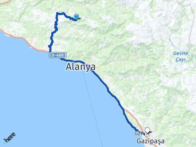 Bayırkozağacı Gazipaşa Alanya Havalimanı Arası Kaç Km - Yol Tarifi