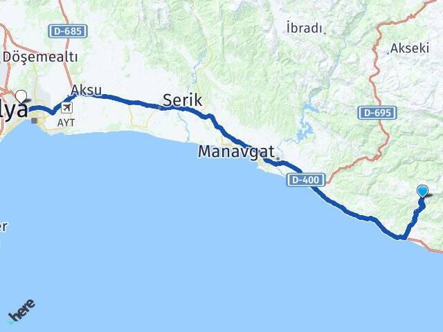 Burçaklar Antalya Otogarı Arası Kaç Km - Yol Tarifi