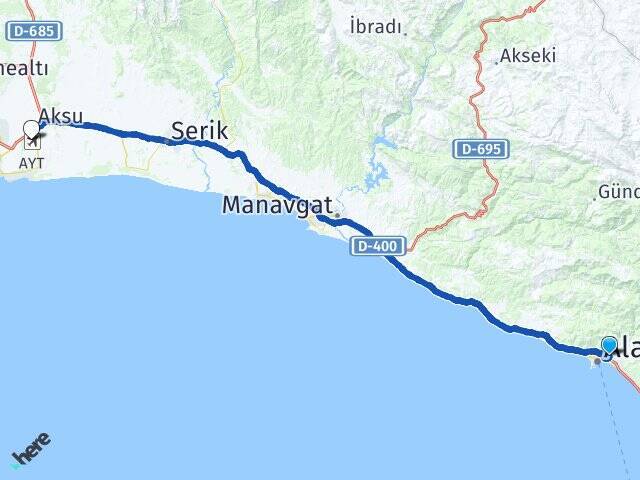 Cikcilli Antalya Havalimanı Arası Kaç Km - Yol Tarifi