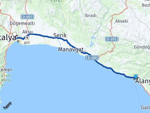 Cumhuriyet Antalya Otogarı Arası Kaç Km - Yol Tarifi