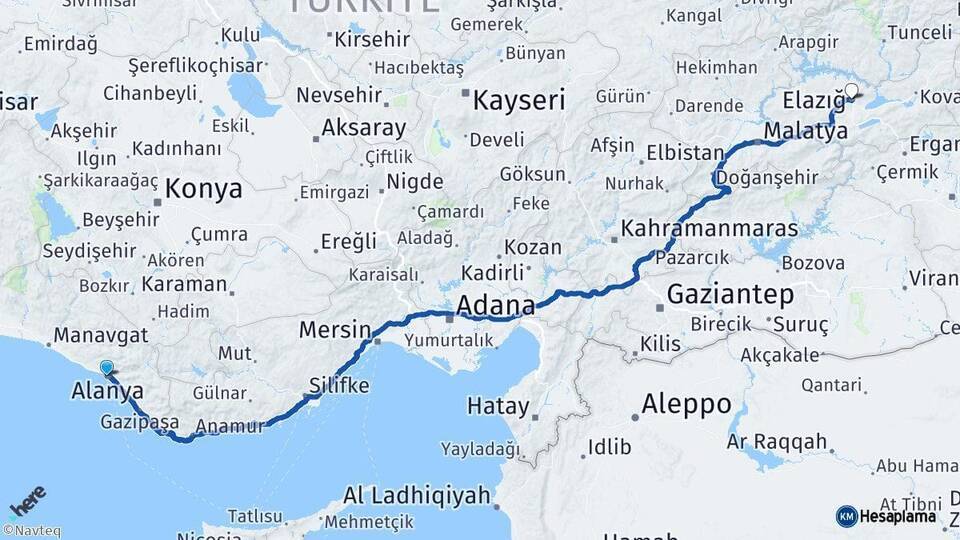 Alanya Elazığ Arası Kaç Km - Yol Tarifi