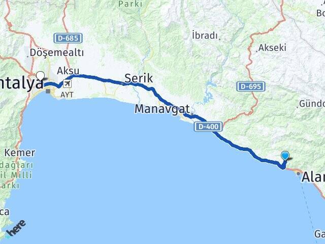 Elikesik Antalya Otogarı Arası Kaç Km - Yol Tarifi