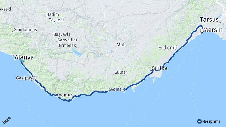 Kargıcak Mersin Arası Kaç Km - Yol Tarifi