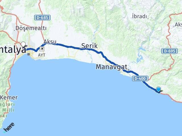 Okurcalar Antalya Otogarı Arası Kaç Km - Yol Tarifi