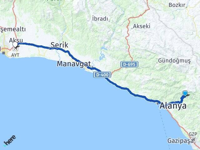 Öteköy Antalya Havalimanı Arası Kaç Km - Yol Tarifi