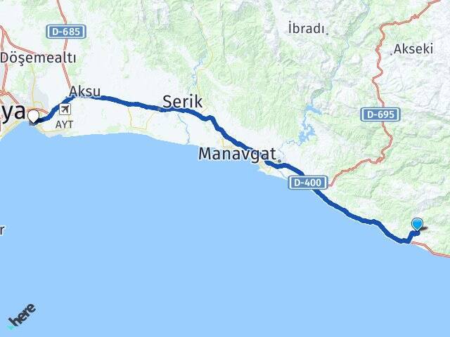 Payallar Antalya Arası Kaç Km - Yol Tarifi