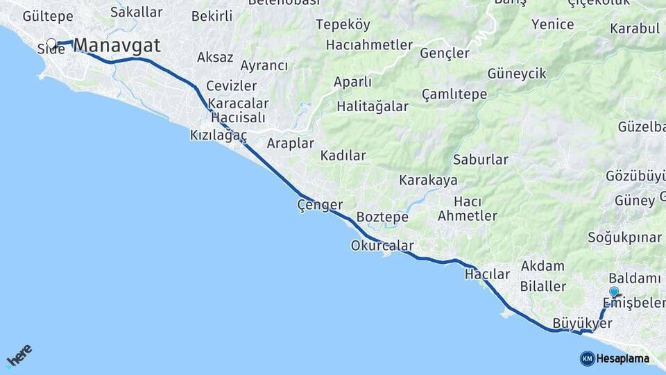 Payallar Side Arası Kaç Km - Yol Tarifi